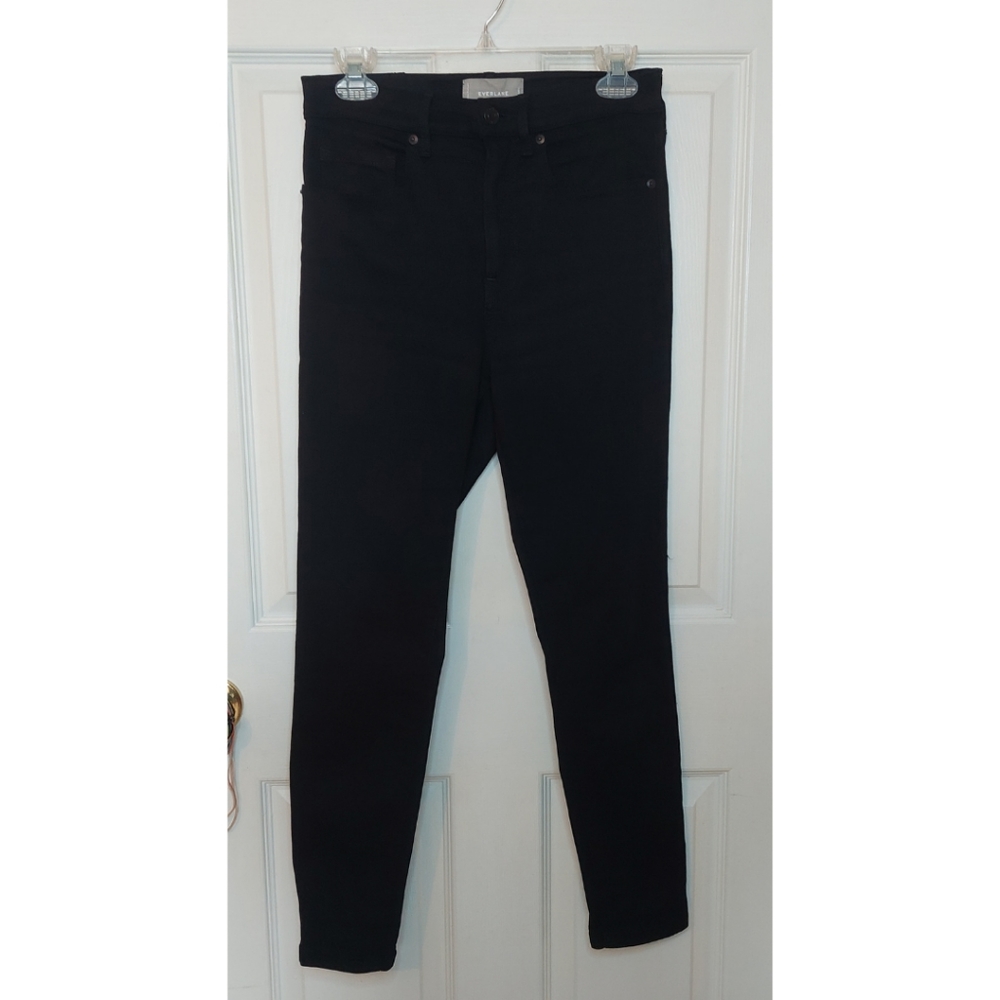Everlane Black Rigid Premium Denim High Rise Ankle Crop Skinny Jeans Size 28 - Picture 1 of 13